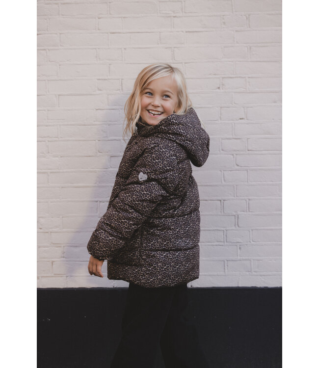LOOXS Little winter winterjas meisjes - bruin/zwart - panter