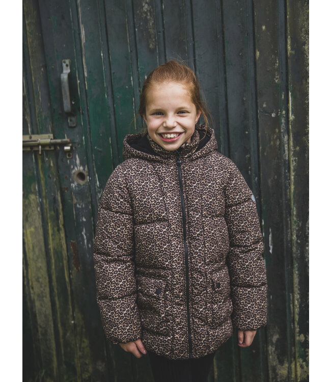 LOOXS Little winter winterjas meisjes - bruin/zwart - panter