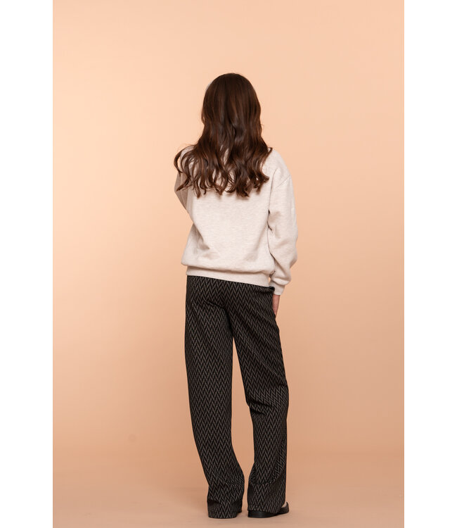 Geisha winter wide leg broek meisjes - zwart/wit - jacquard