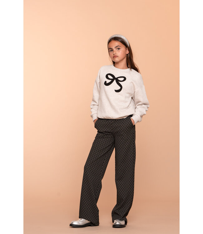 Geisha winter wide leg broek meisjes - zwart/wit - jacquard