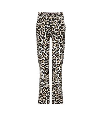 Geisha winter wide broek meisjes - zwart/zand - AOP luipaard