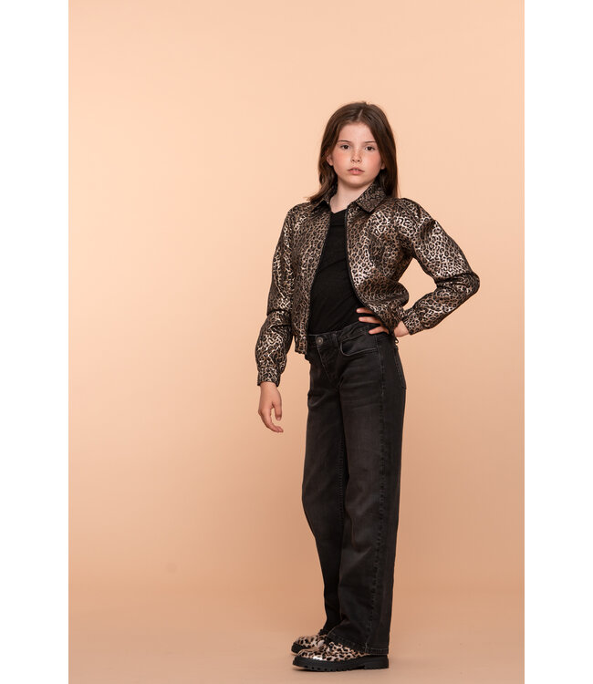 Geisha winter wide leg jeans meisjes - zwart