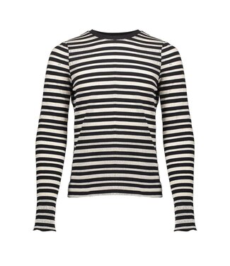 Geisha winter top meisjes - zwart/wit - ajour - longsleeve, gestreept