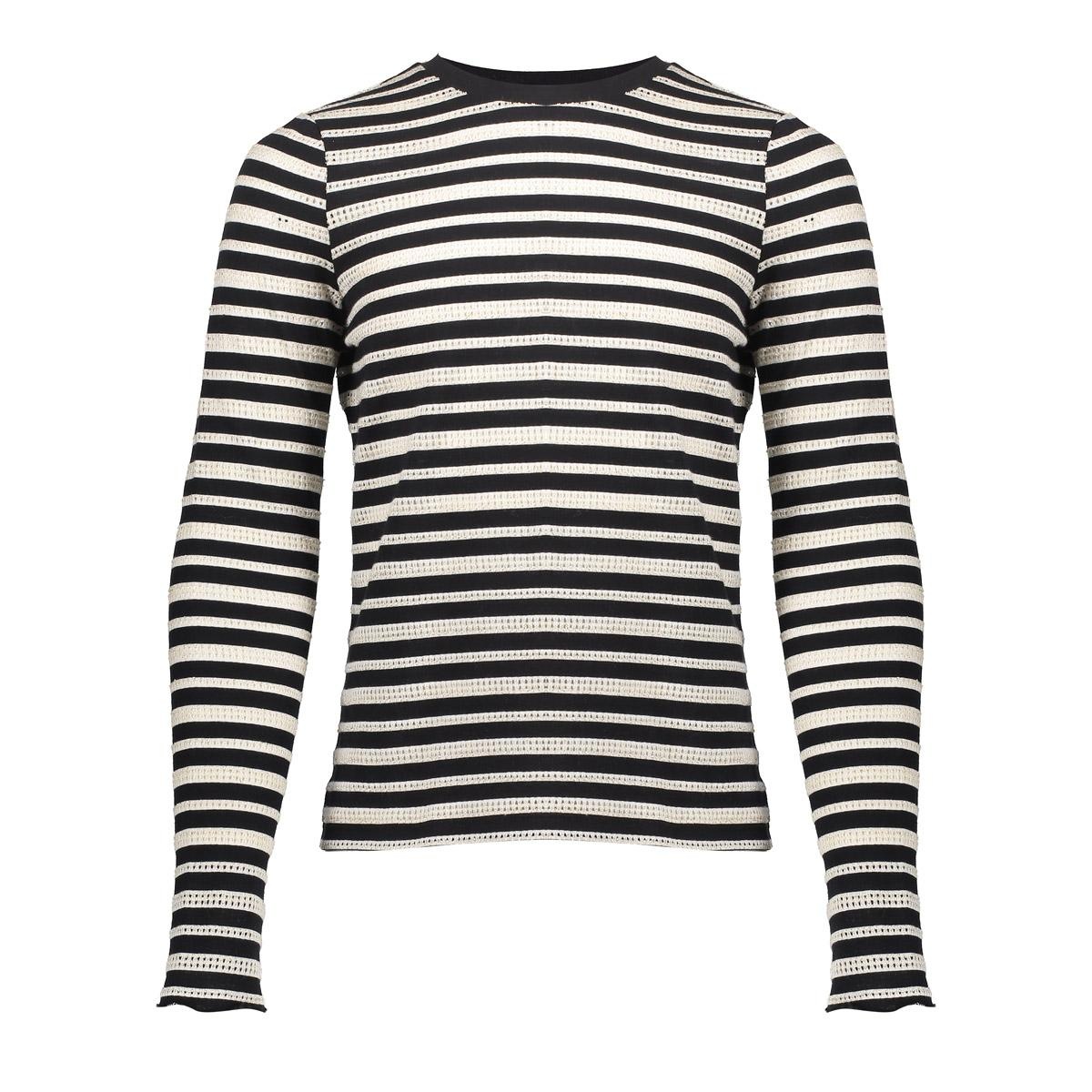 Geisha winter top meisjes - zwart/wit - ajour - longsleeve, gestreept afbeelding