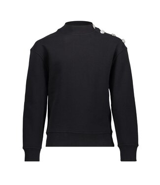Geisha winter sweater meisjes - zwart - knopen op schouder