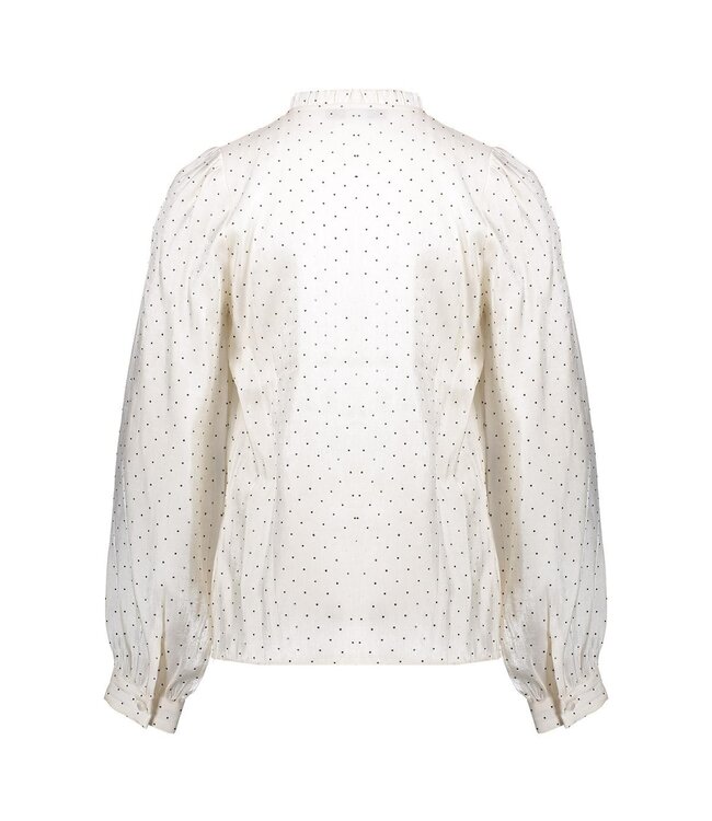 Geisha winter blouse meisjes - wit/zwart - shiny stippen