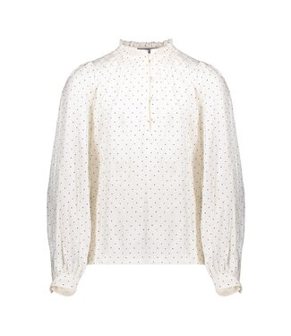 Geisha winter blouse meisjes - wit/zwart - shiny stippen