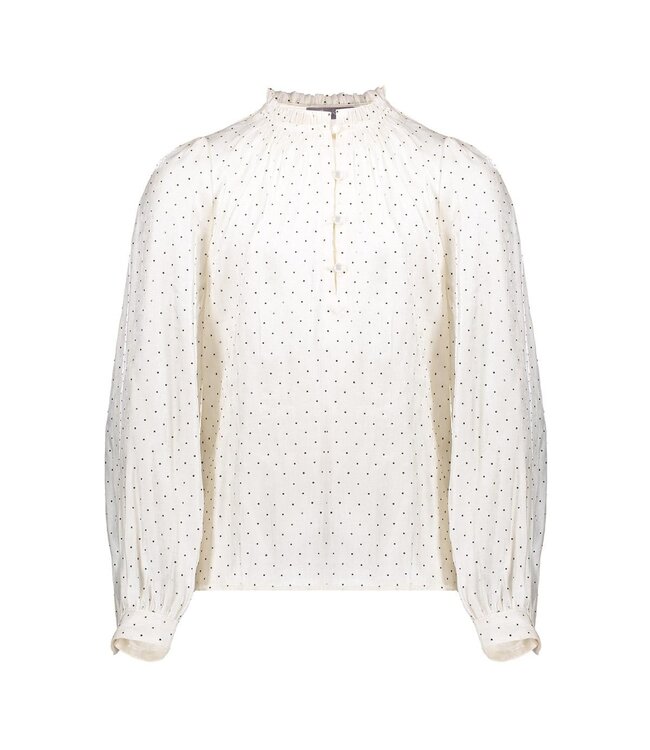 Geisha winter blouse meisjes - wit/zwart - shiny stippen