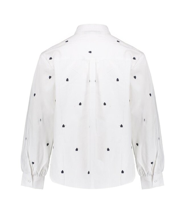 Geisha winter blouse meisjes - wit/zwart - harten