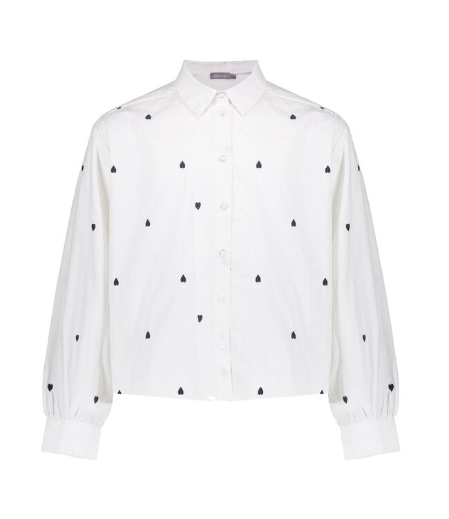 Geisha winter blouse meisjes - wit/zwart - harten