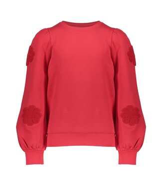 Geisha winter sweater meisjes - rood - bloemen op mouw