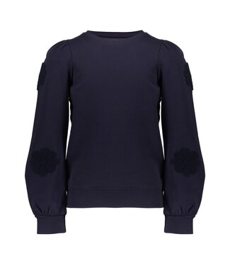 Geisha winter sweater meisjes - navy - bloemen op mouw