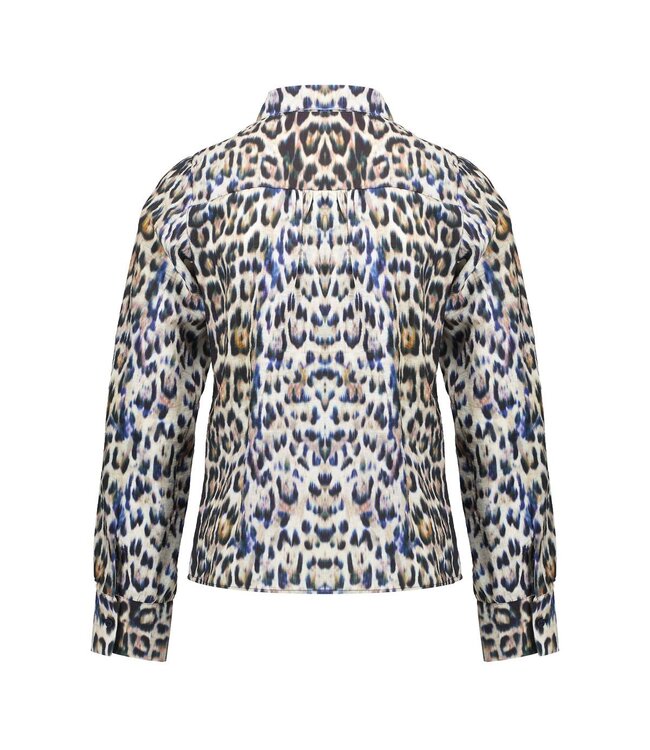 Geisha winter blouse meisjes - bruin/blauw/zwart - luipaard