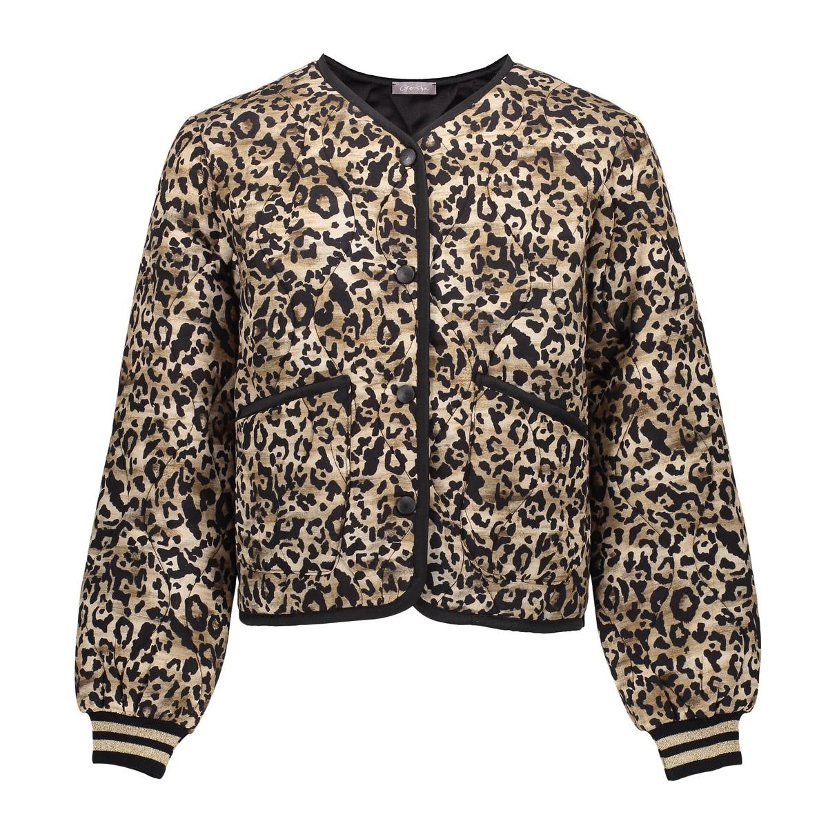Geisha winter bomberjas meisjes - zwart/zand - luipaard afbeelding
