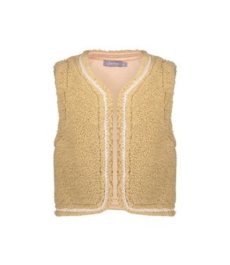 Geisha winter gilet meisjes - zand - zigzag, teddy borduursel