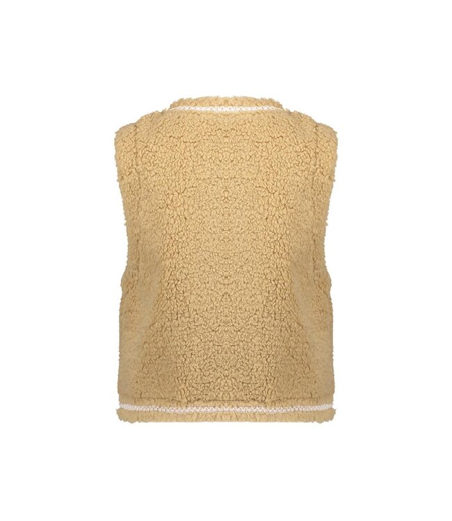 Geisha winter gilet meisjes - zand - zigzag, teddy borduursel