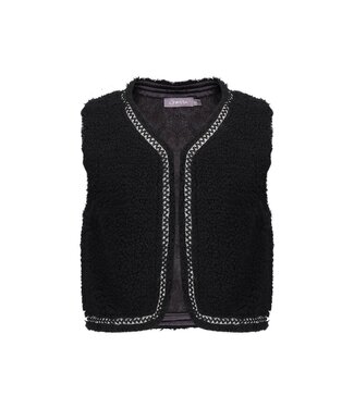 Geisha winter gilet meisjes - zwart - zigzag, teddy borduursel