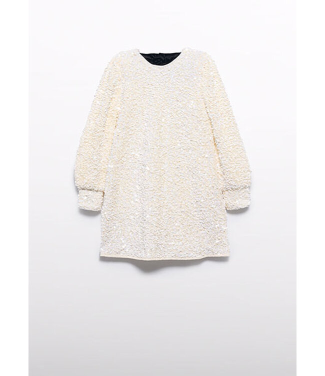 Abel & Lula winter jurk meisjes - wit - velvet - pailletten