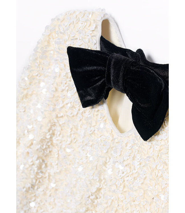 Abel & Lula winter jurk meisjes - wit - velvet - pailletten