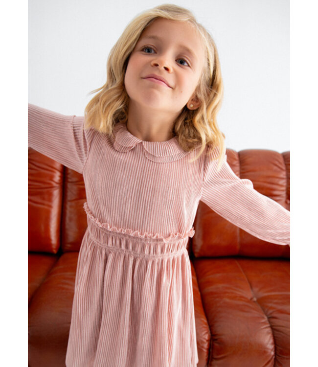 Abel & Lula winter jurk meisjes - roze - gebreid - geplooid