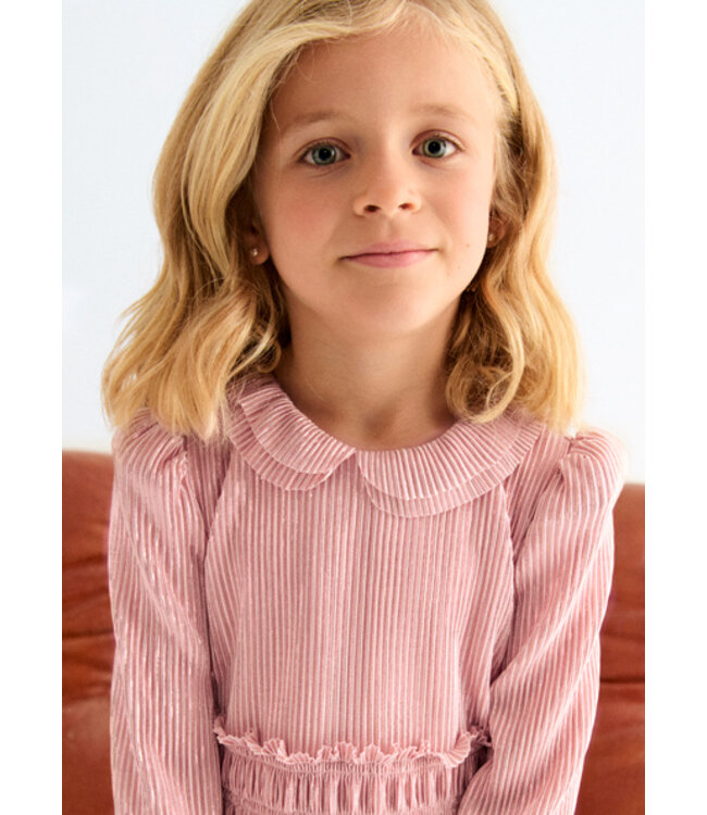 Abel & Lula winter jurk meisjes - roze - gebreid - geplooid