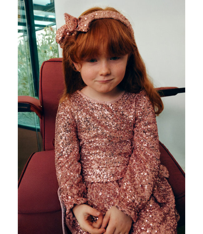 Abel & Lula winter jurk meisjes - roze - pailletten