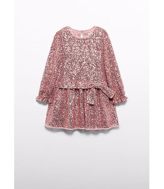 Abel & Lula winter jurk meisjes - roze - pailletten