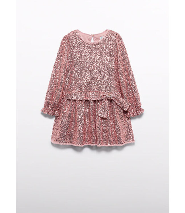 Abel & Lula winter jurk meisjes - roze - pailletten