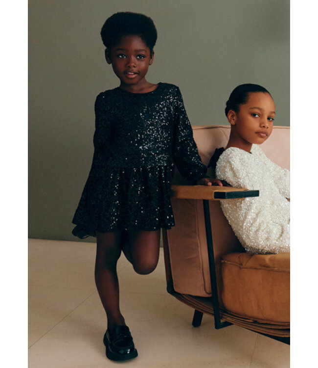 Abel & Lula winter jurk meisjes - zwart - pailletten