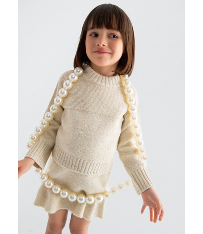 Abel & Lula winter rok-set meisjes - beige - gebreid