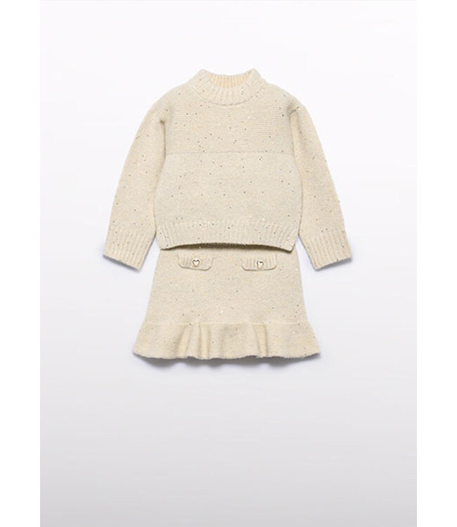 Abel & Lula winter rok-set meisjes - beige - gebreid