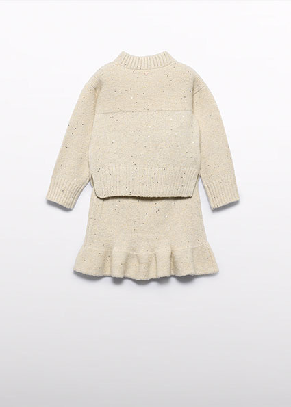 Abel & Lula winter rok-set meisjes - beige - gebreid afbeelding