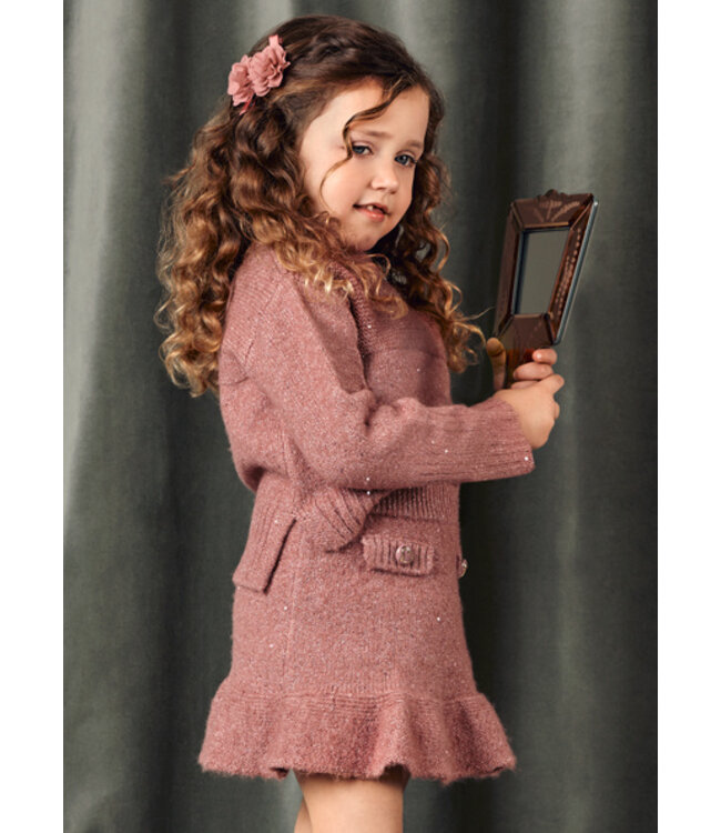 Abel & Lula winter rok-set meisjes - roze - gebreid