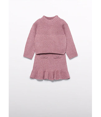 Abel & Lula winter rok-set meisjes - roze - gebreid