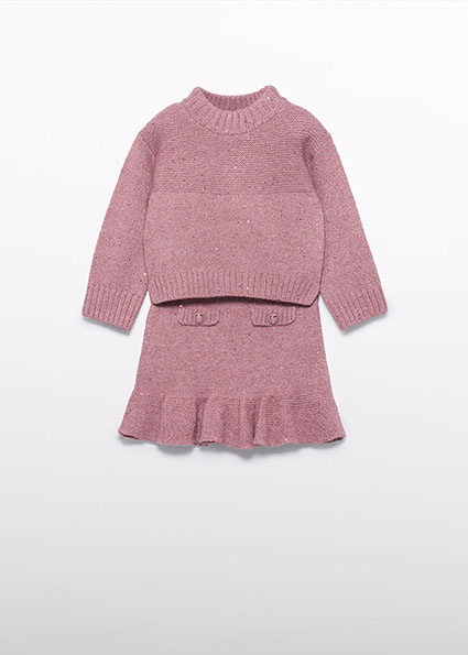 Abel & Lula winter rok-set meisjes - roze - gebreid afbeelding