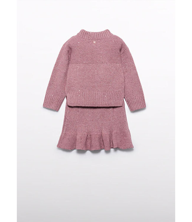 Abel & Lula winter rok-set meisjes - roze - gebreid
