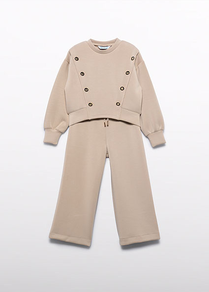 Abel & Lula winter broek-set meisjes - beige - gebreid afbeelding