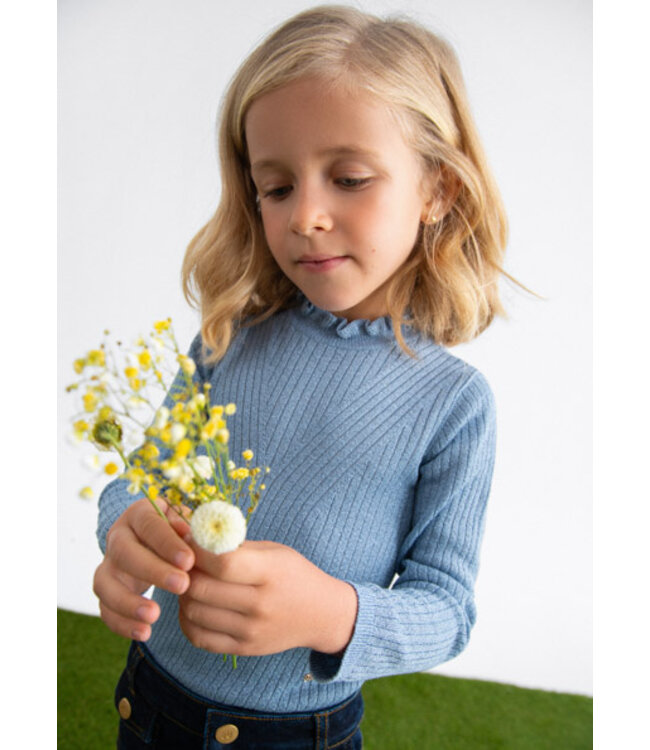 Abel & Lula winter sweater meisjes - licht blauw - coltrui - gebreid