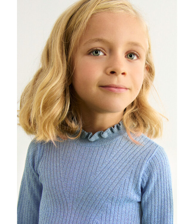 Abel & Lula winter sweater meisjes - licht blauw - coltrui - gebreid