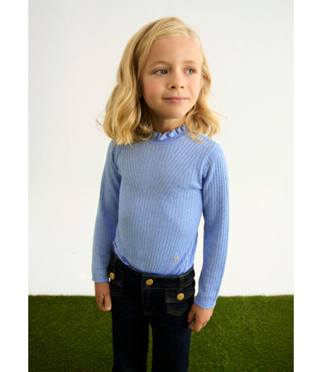 Abel & Lula winter sweater meisjes - licht blauw - coltrui - gebreid