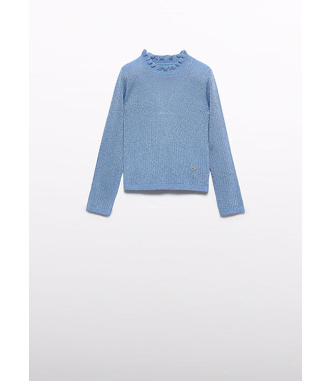 Abel & Lula winter sweater meisjes - licht blauw - coltrui - gebreid