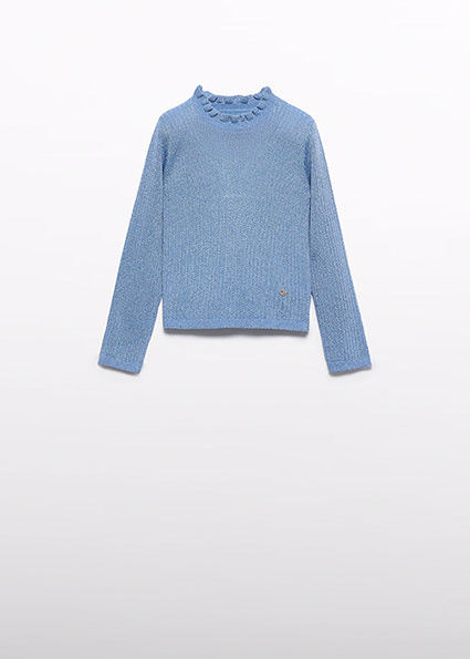 Abel & Lula winter sweater meisjes - licht blauw - coltrui - gebreid afbeelding
