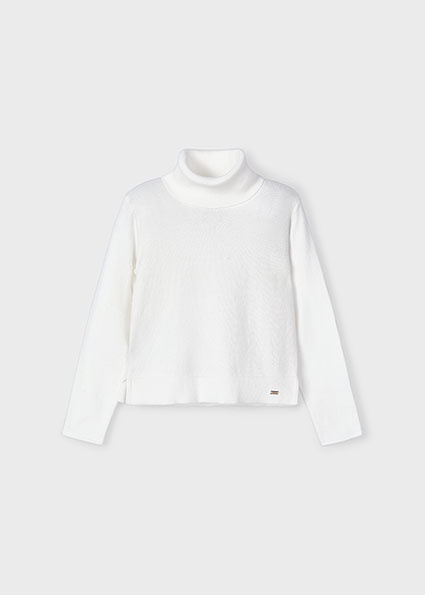 Mayoral winter sweater meisjes - wit - coltrui - gebreid afbeelding