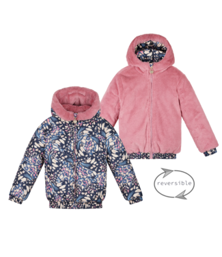 Le Chic winter bomberjack meisjes - navy blauw - Bente - reversible - AOP vlinder