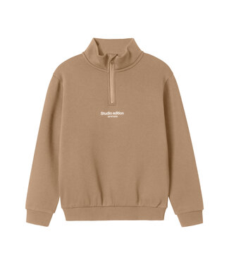 Name it winter sweater jongens - taupe - regular fit, zip - NkmBrody