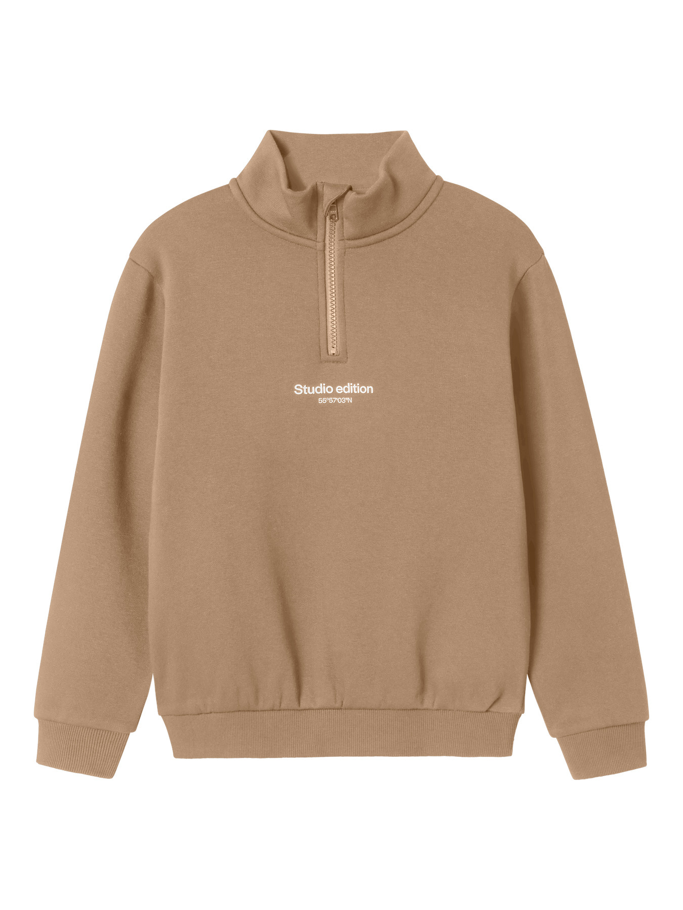 Name it winter sweater jongens - taupe - regular fit, zip - NkmBrody afbeelding