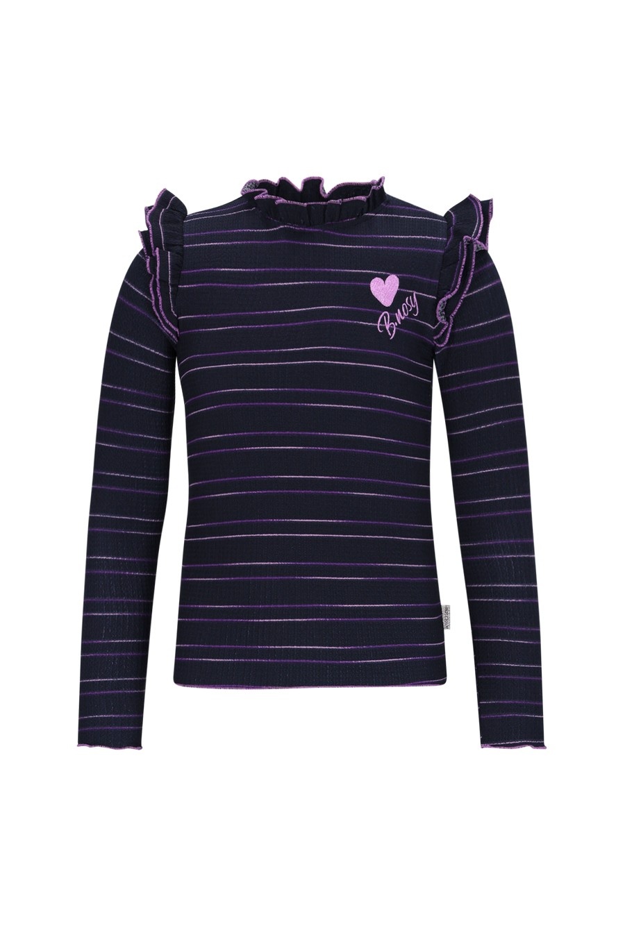 B.Nosy winter top meisjes - navy blauw/paars - Tonya - ruffles - gestreept afbeelding