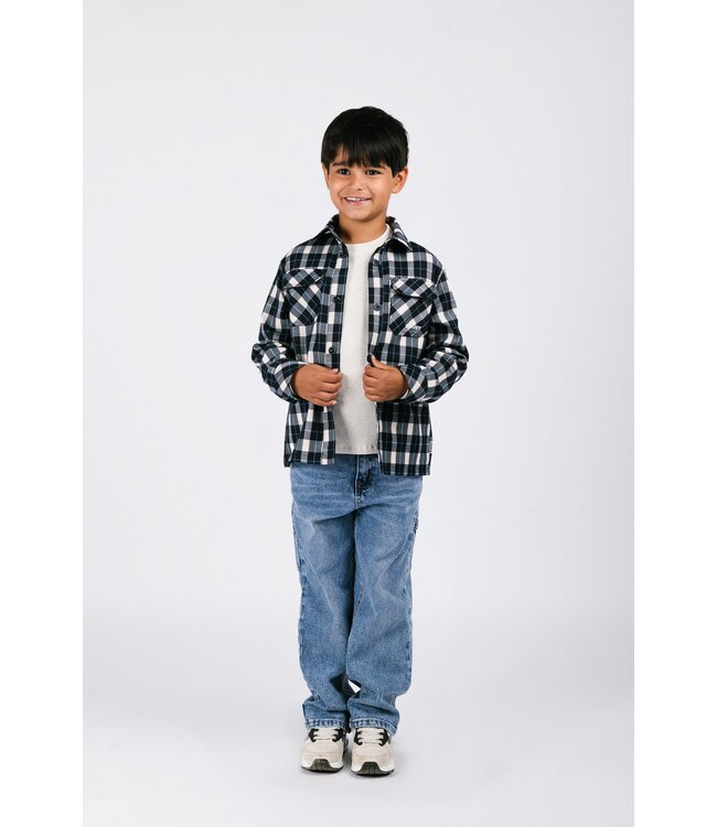 B.Nosy winter shirt jongens - navy blauw - Bas - geruit