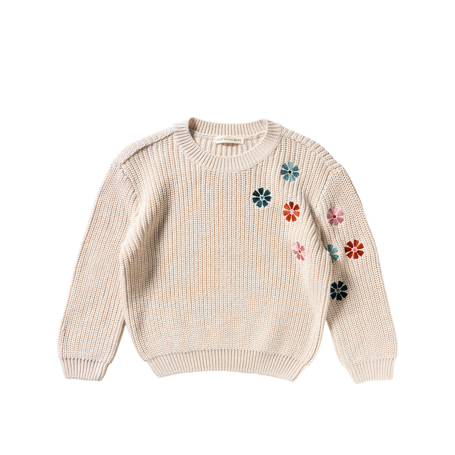 Your wishes winter sweater meisjes - grijs - geborduurde bloemen afbeelding