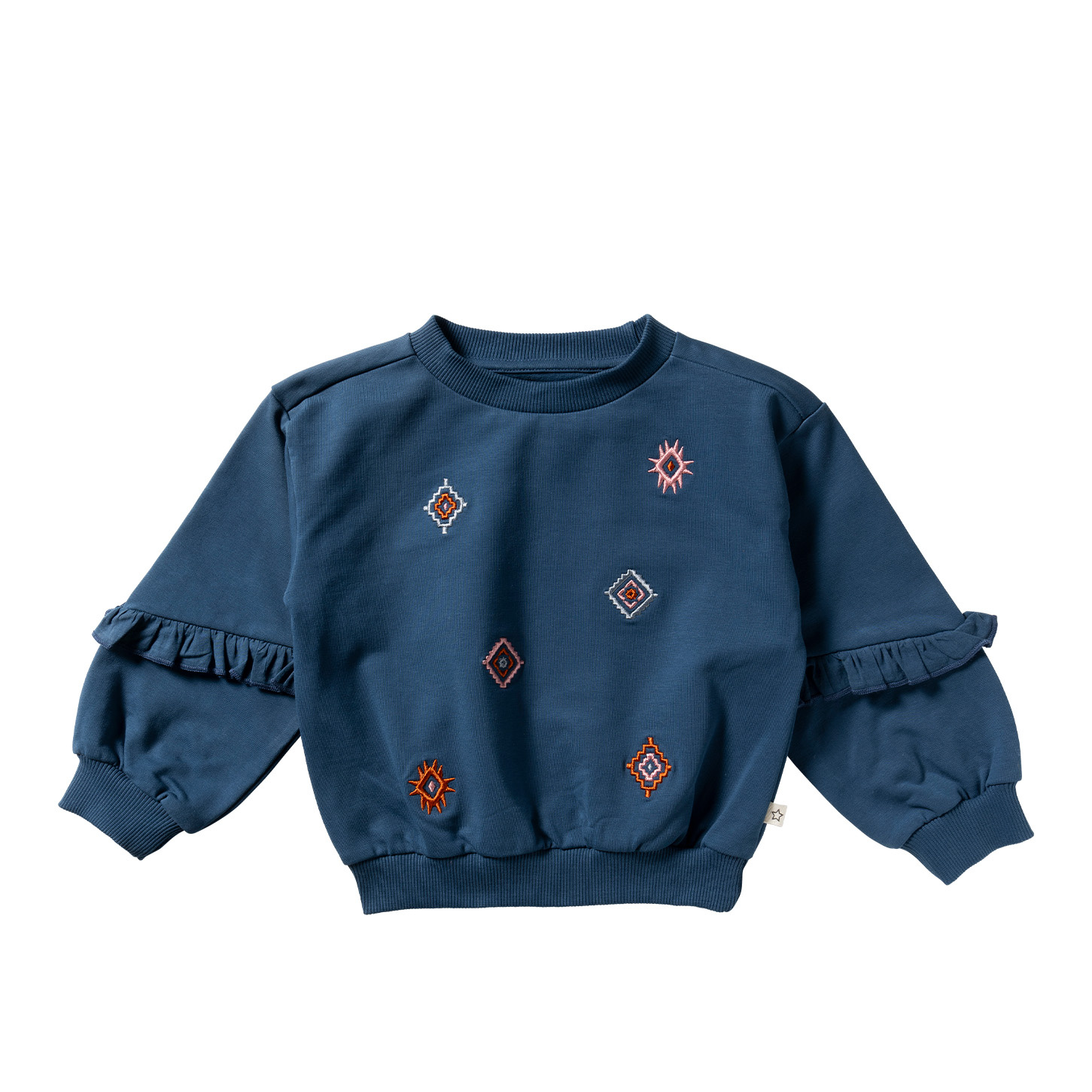 Your wishes winter sweater meisjes - blauw - ruffle op mouw, gebreid afbeelding